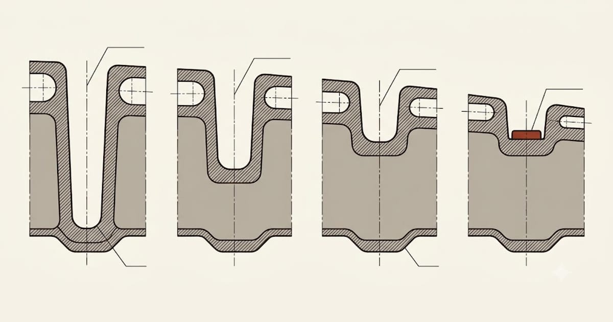 A tread groove shallowing across four stages of wear
