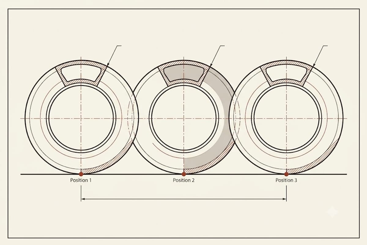 How a larger tire covers more ground per revolution