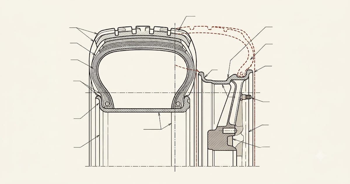 Two tire profiles overlaid to show where they differ
