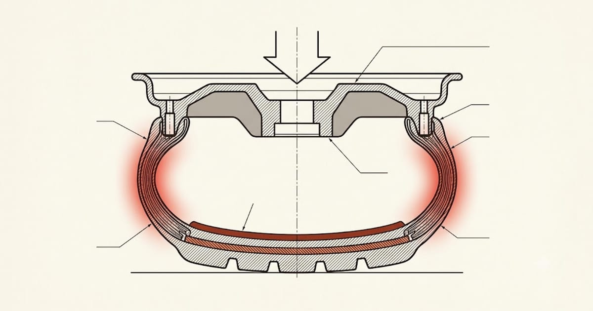 A tire sidewall carrying a load while heat builds in the shoulder