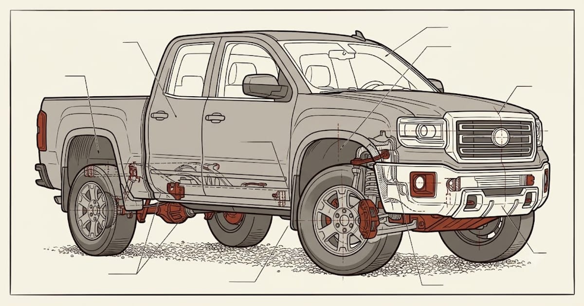 Pickup truck with larger tires on stock suspension